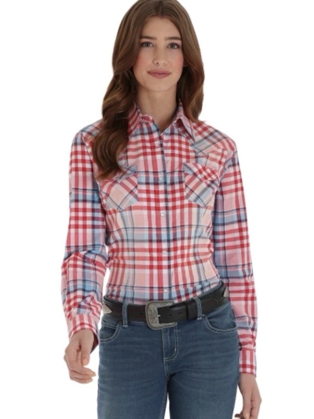 Wrangler Snap Pearl Plaid Button-Up Shirt